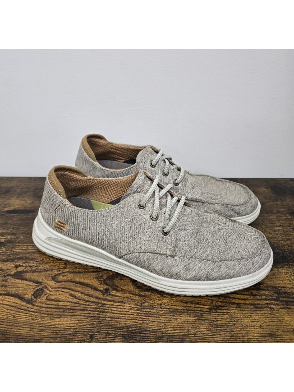 Skechers Proven Ralenzo Taupe Slip On Shoes Sneaker Size 10.5 Bungee Lace